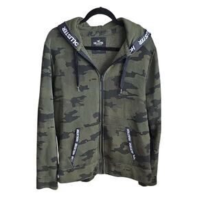Hollister Green Camouflage Full Zip Hoodie Jacket Mens Size Large